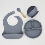 Silicone Baby Feeding Set with Bib, Bowl, Plate & Spoon | Baby Essentials