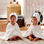 Newborn Hooded Baby Towel Blanket Soft Cotton Infant Bath Wrap for 1–3 Months Lion Cat Shark Rabbit Elephant
