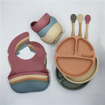 Silicone Baby Feeding Set with Bib, Bowl, Plate & Spoon | Baby Essentials