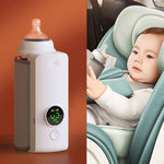 Portable Baby Bottle Warmer USB Rechargeable Milk Heater with Temperature Control Travel Feeding Warmer for Newborn