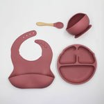 Silicone Baby Feeding Set with Bib, Bowl, Plate & Spoon | Baby Essentials