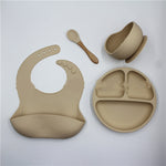Silicone Baby Feeding Set with Bib, Bowl, Plate & Spoon | Baby Essentials