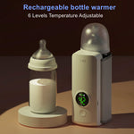 Portable Baby Bottle Warmer USB Rechargeable Milk Heater with Temperature Control Travel Feeding Warmer for Newborn
